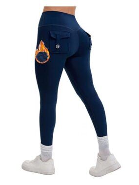 Fleece Lined Scrunch Leggings High Waisted Tummy Control Butt Lifting Winter